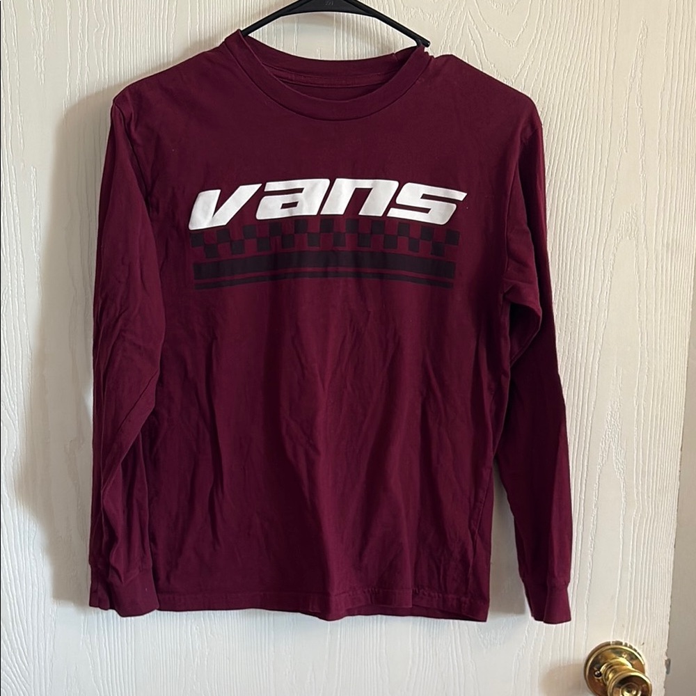 Vans Burgundy Long Sleeve Tee with Logo